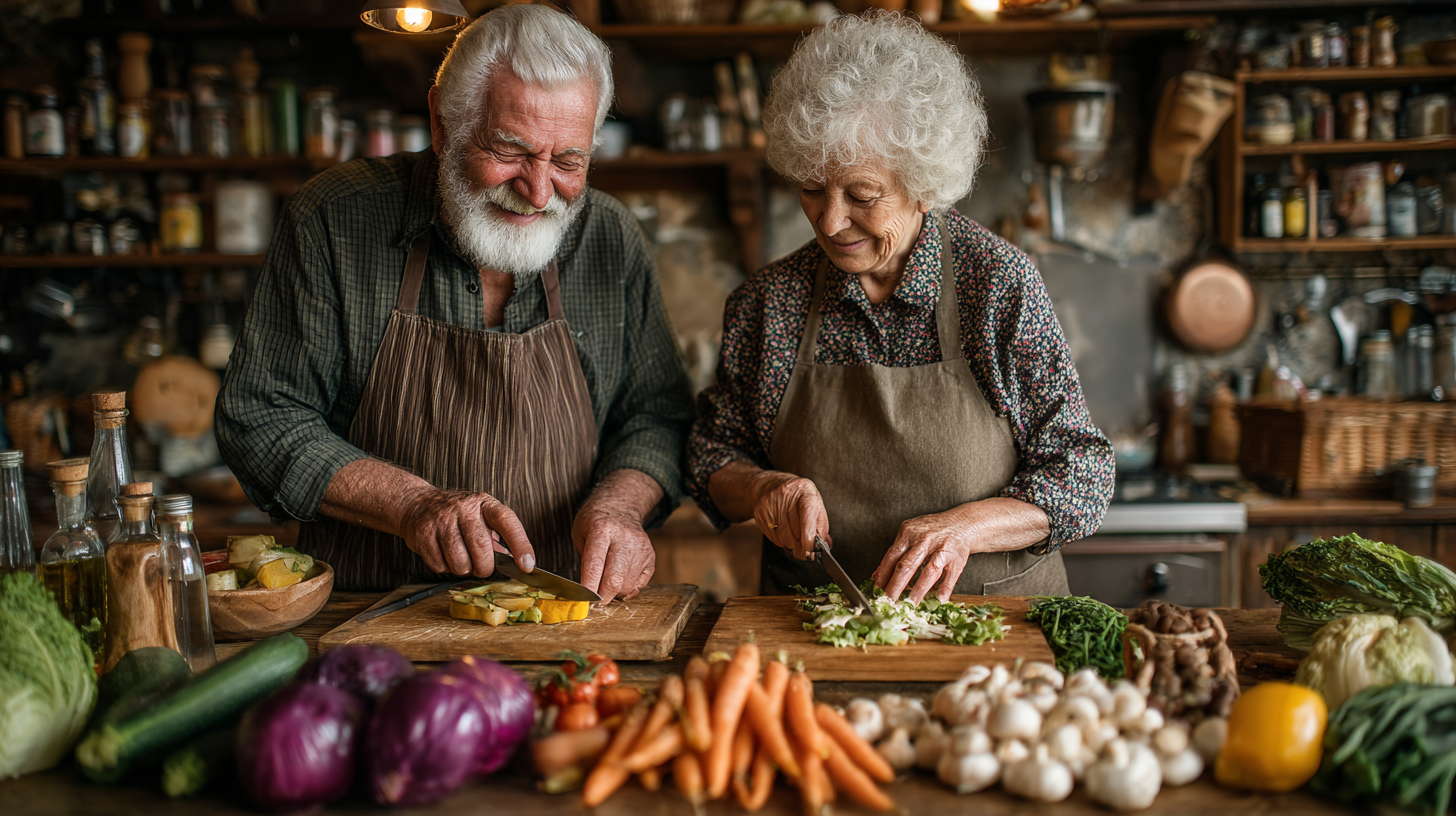 Семейство готви заедно здравословна храна